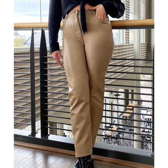 ARITZIA Wilfred Melina Vegan Leather Pants Taupe Brown 0 - Picture 11 of 11